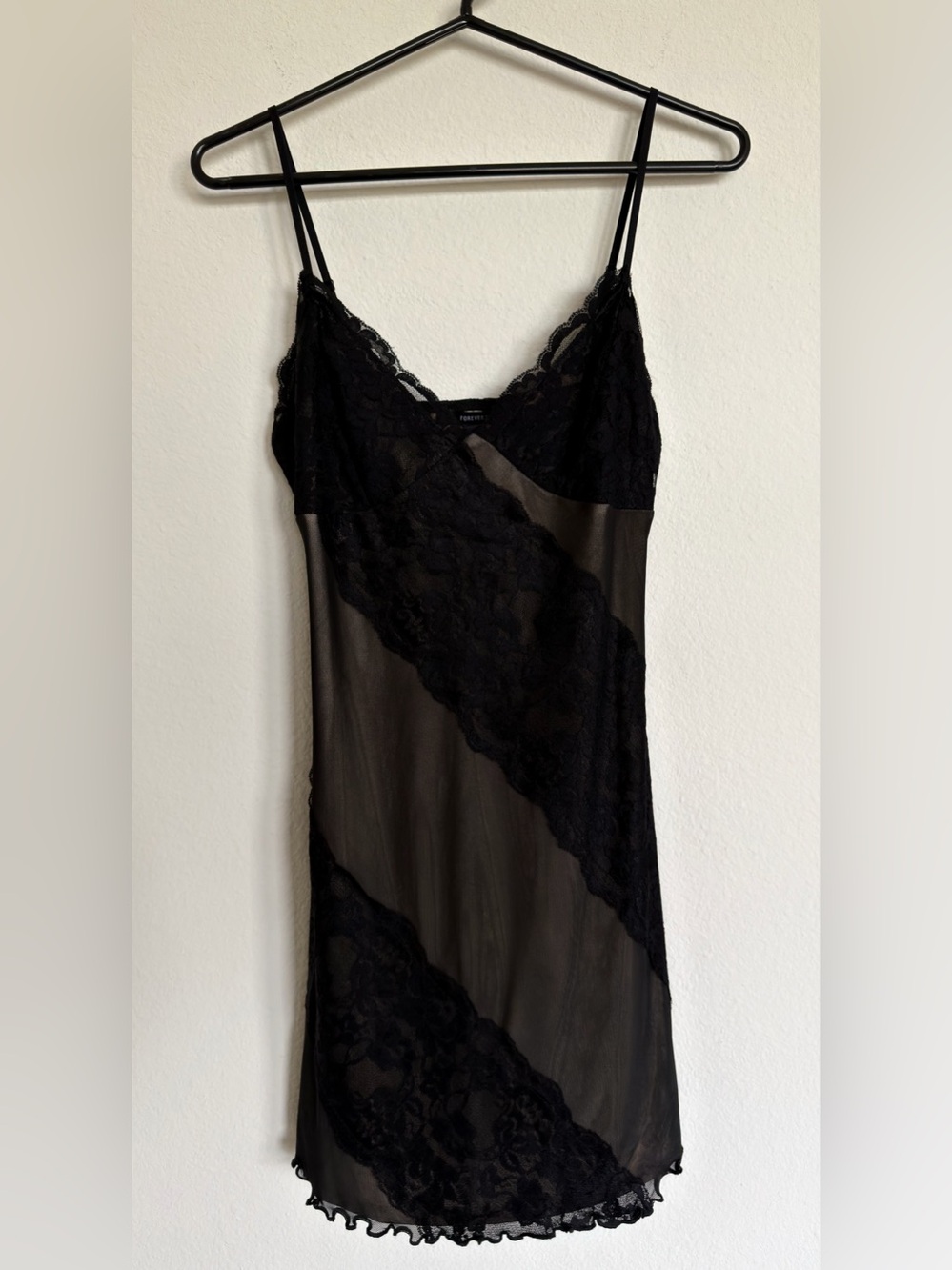 NWT Black Lace Slip Dress M Sheer Mesh F21 Y2K Festival Whimsigoth Cottagecore - Picture 9 of 10